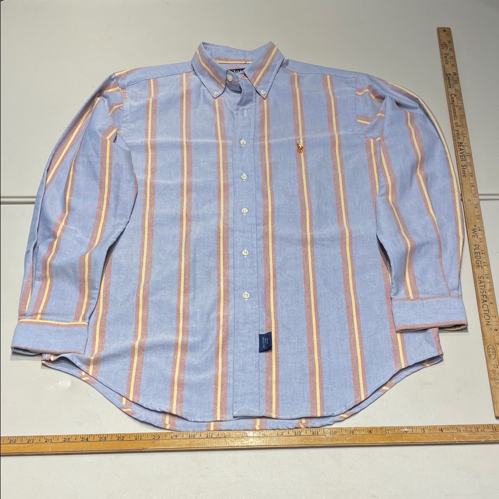 Ralph Lauren size large Blue and Orange Striped Oxford Cloth Button-Down Shirt